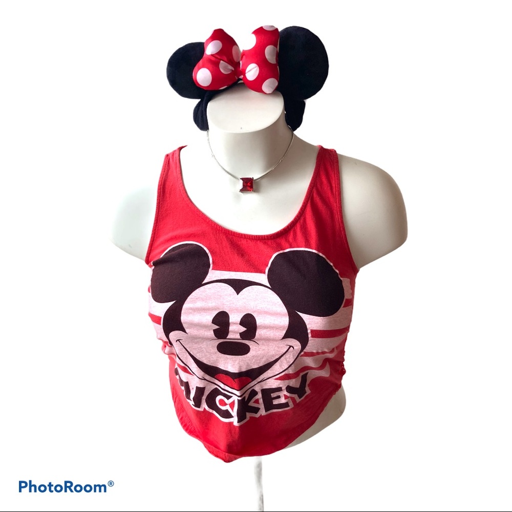 Adorable Mickey Mouse top with peekaboo lace back
